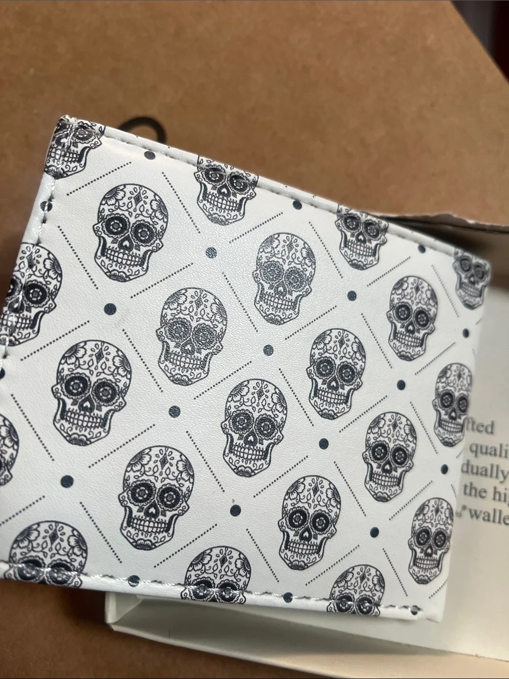 White Skull-Print Men's Money Clip Wallet